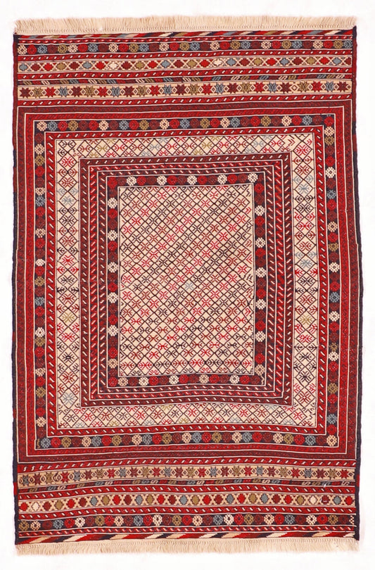3x5 - Gegen Wool Geometric Rectangle - Hand Knotted Rug