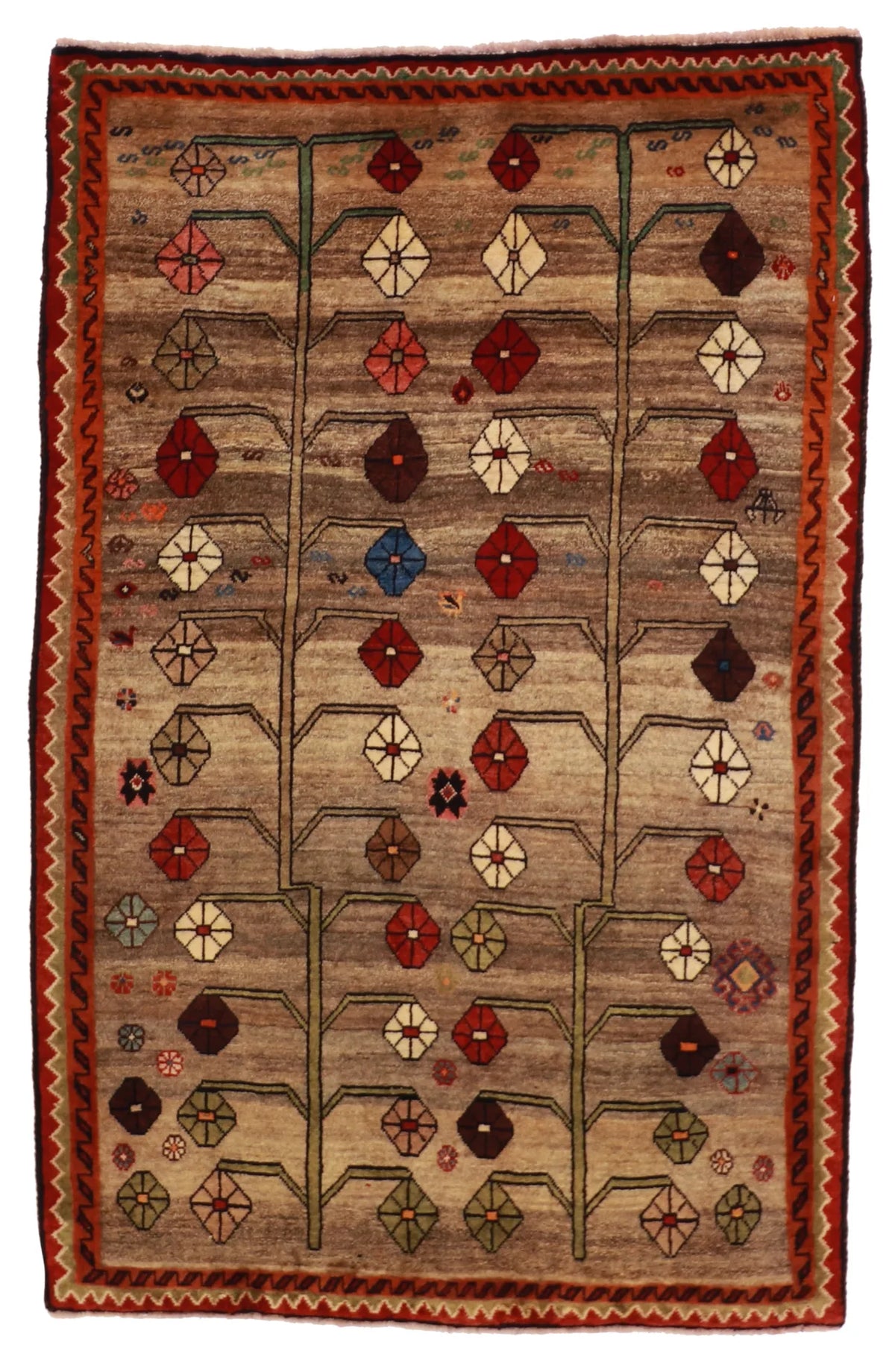 W 4.3 L 6.6 Gabbeh 100% Wool Handmade All Over Design - 61805