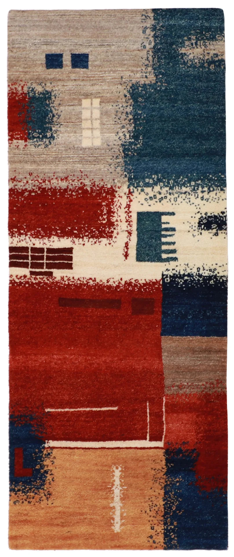 W 2.7 - L 6.9 - Lori Baft Fine/Wool All Over Rectangle - Finest Hand-Knotted Quality Wool - 61817