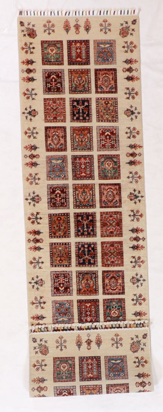 Runner - Shiraz Wool Geometric Rectangle - Hand Knotted Rug