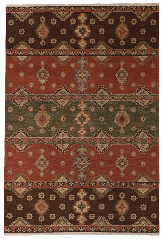 W 6 L 8.11 Heriz 100% Wool Handmade Geometric Design - 62048