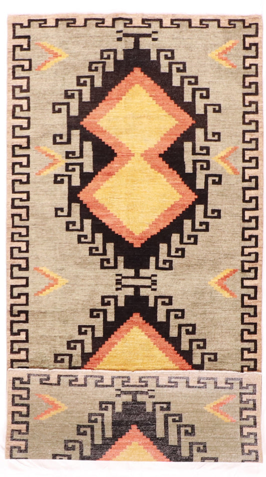4.7 x 9.7 Wide Runner - Mountain Modern Fine/Wool All Over Rectangle - Hand Knotted Rug — 62140