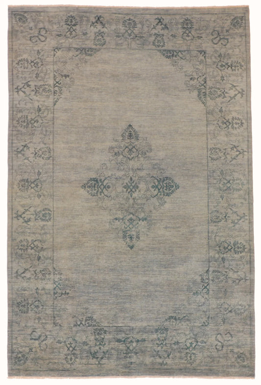 W 6.7 - L 9.11 - Mahal Wool Transitional Rectangle - Finest Hand-Knotted Quality Wool - 62453