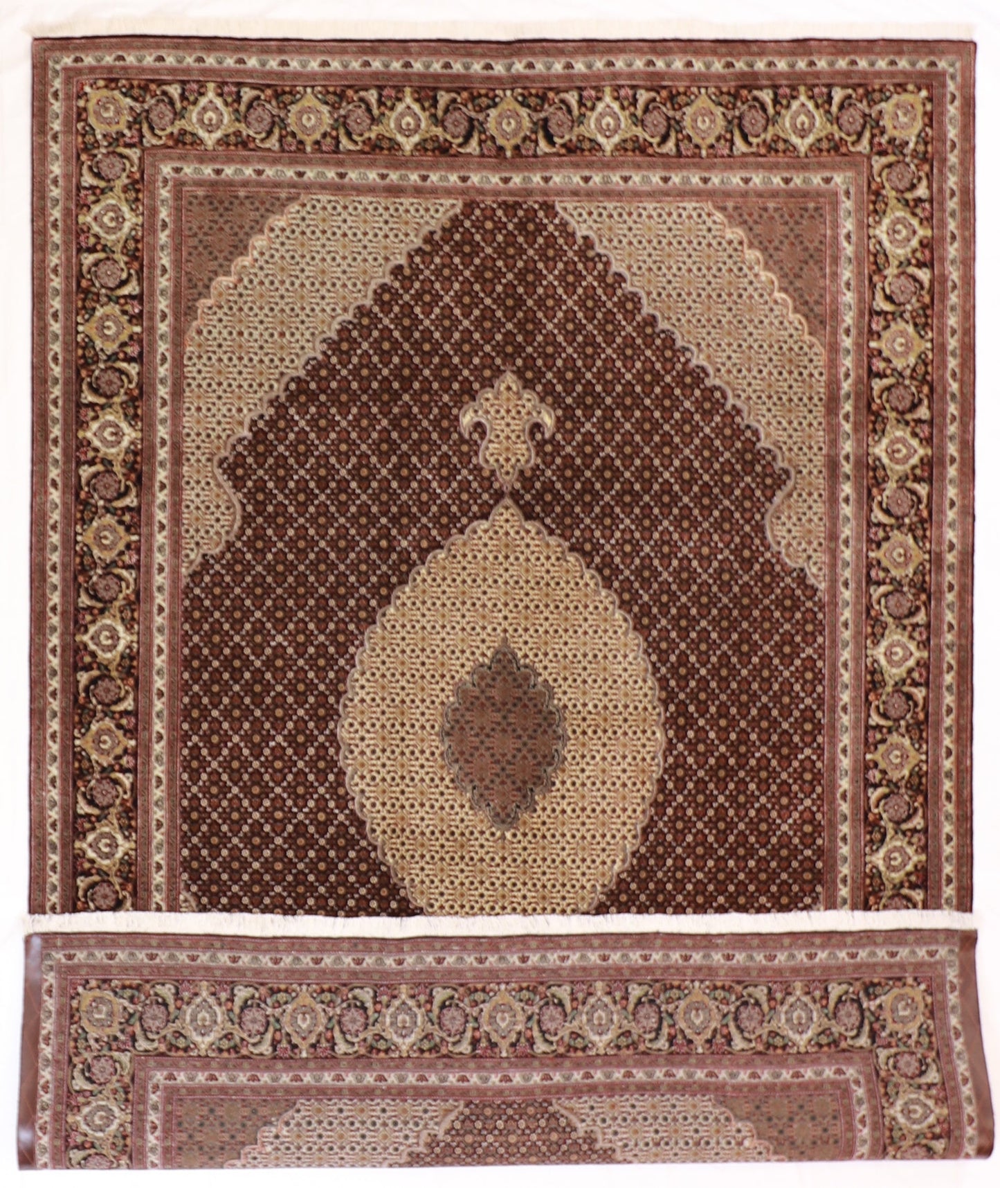 7x10 - Tabriz Silk/Wool Mahie Medallion Rectangle - Hand Knotted Rug