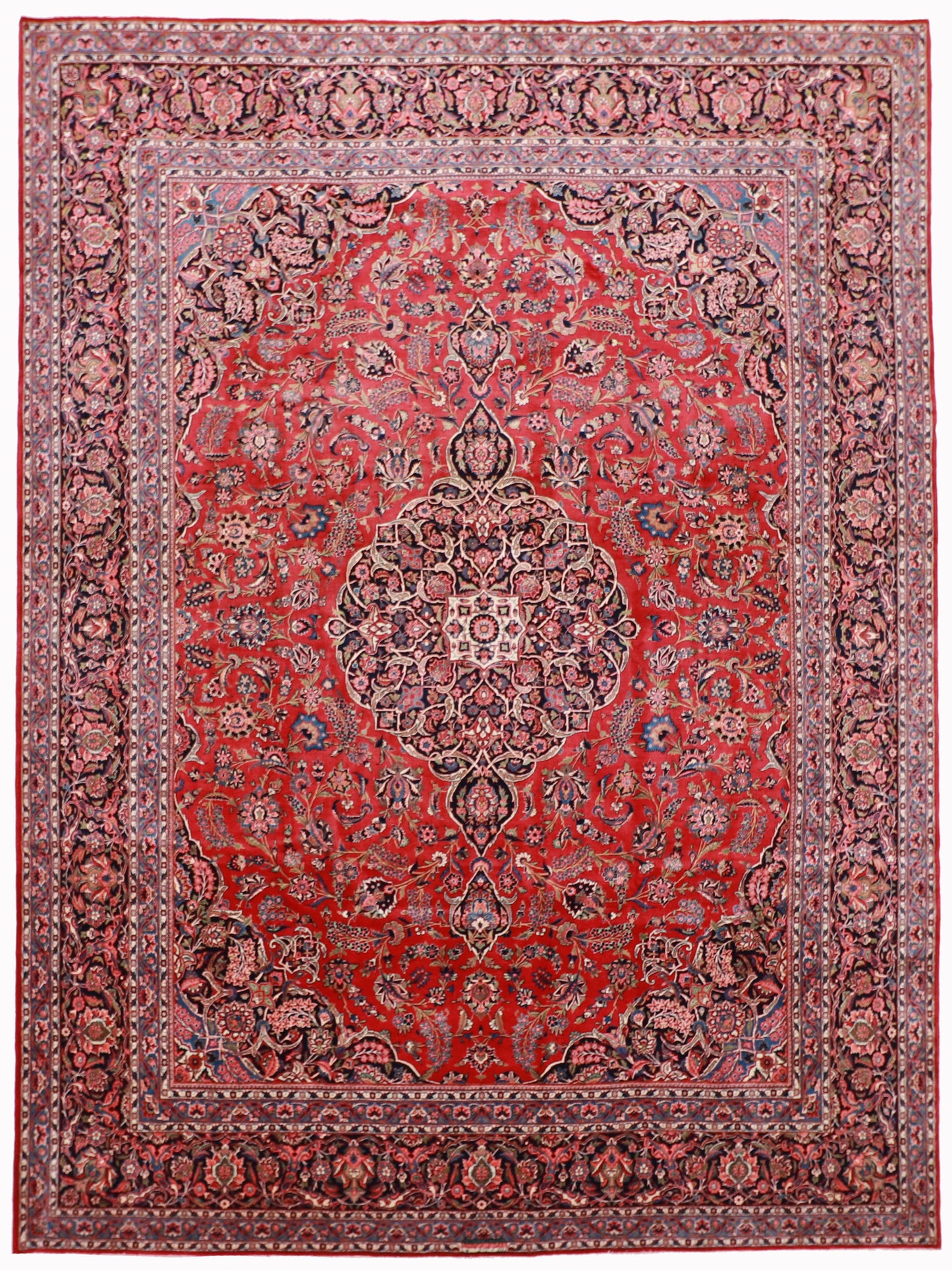 10 x 14 - Kashan Fine Wool Floral Rectangle - Hand Knotted Rug