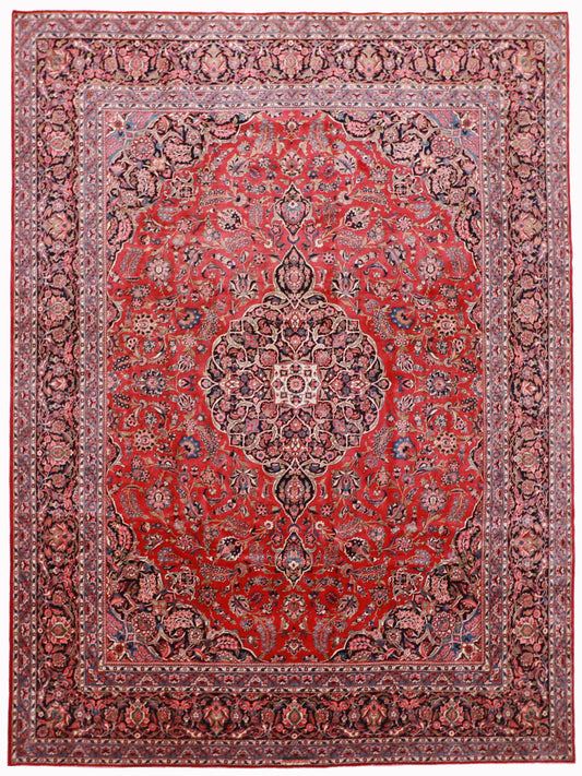 10 x 14 - Kashan Fine Wool Floral Rectangle - Hand Knotted Rug