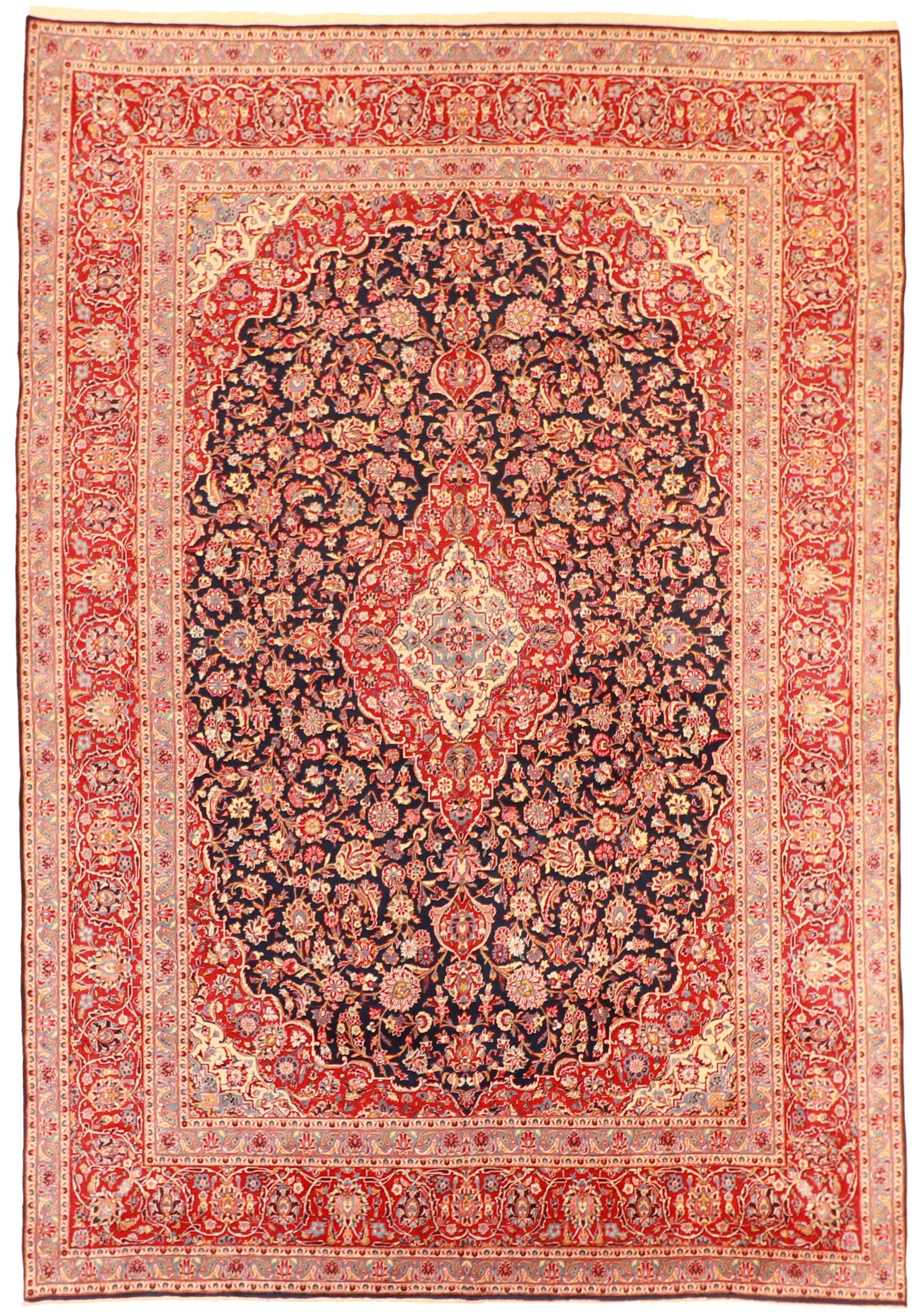 10x14 - Kashan Fine Floral Rectangle - Hand Knotted Rug