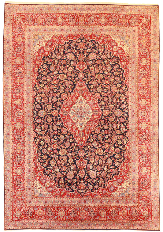 10x14 - Kashan Fine Floral Rectangle - Hand Knotted Rug