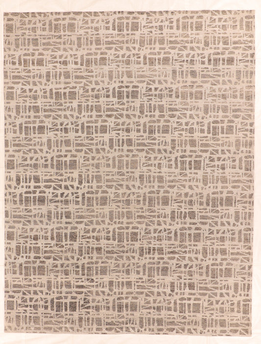 9x11.10 - Modern Fine/Silk/Wool All Over Rectangle - Hand Knotted Rug
