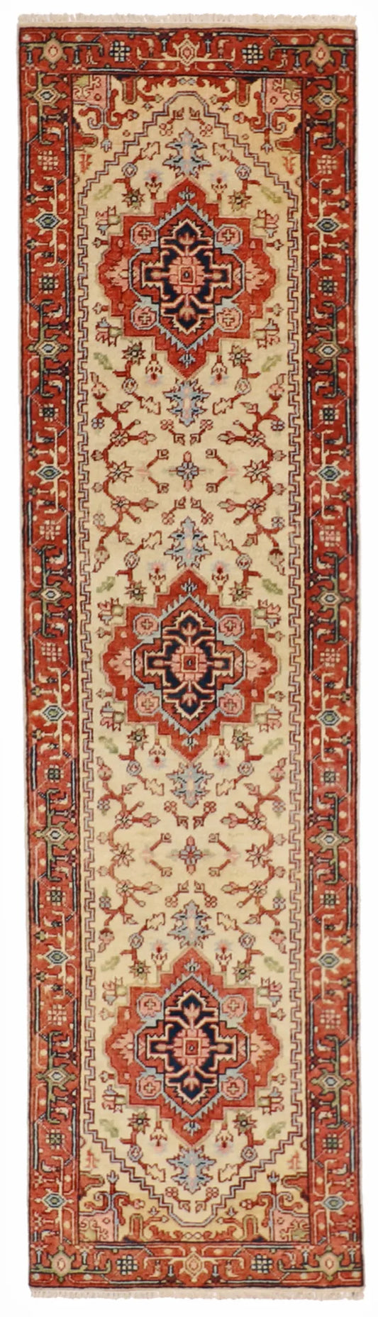 W 2.8 L 9.11 Serapie Runner 100% Wool Hand-Woven Geometric Design - 62965