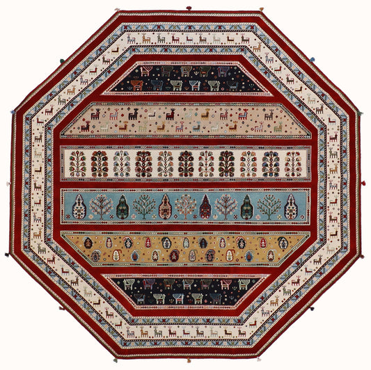 8.4 x 8.4 Octagon  - Baluch Fine/Wool Geometric Rectangle - Hand Knotted Rug