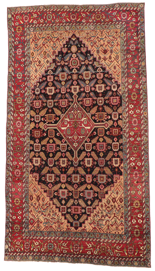 8 x 16 - Azerbaijan Wool Geometric Rectangle - Hand Knotted Rug