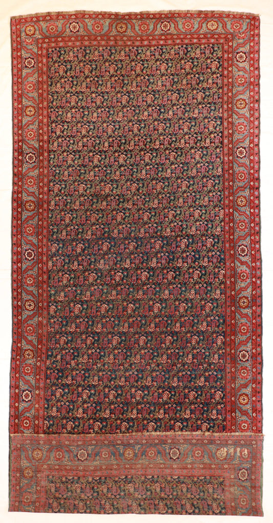 7 x 16 - Azerbaijan Antque/Wool Geometric Rectangle - Hand Knotted Rug