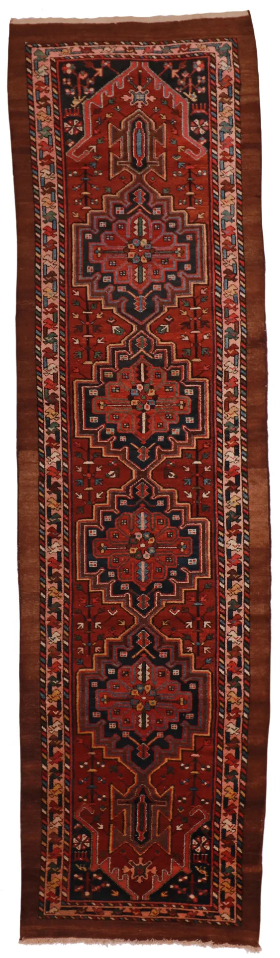 W 3.5 L 12.8 Bakshiesh Antique Runner 100% Wool Handmade All Over Design - 63021