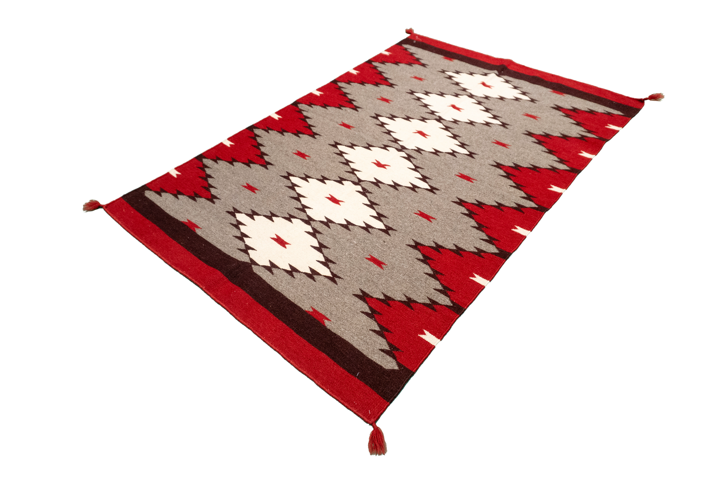 W 4 L 6 Navajo 100% Wool Hand-Woven Geometric Design - 63034