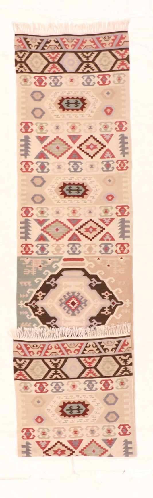 Runner - Kilim Fine/Wool Geometric Rectangle - Hand Knotted Rug