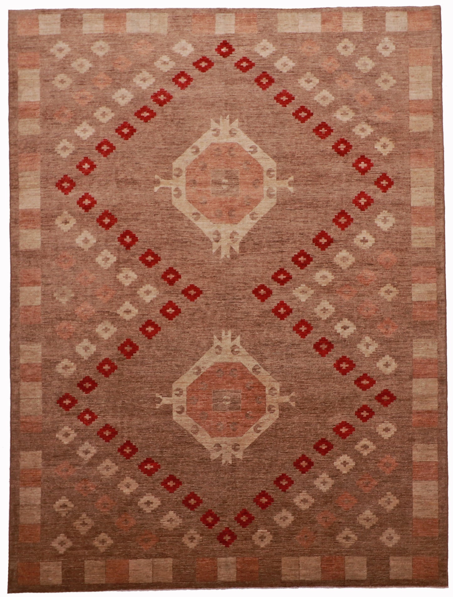 W 8.10 L 11.9 Mountain Modern 100% Wool Hand-Woven Geometric Design - 63304