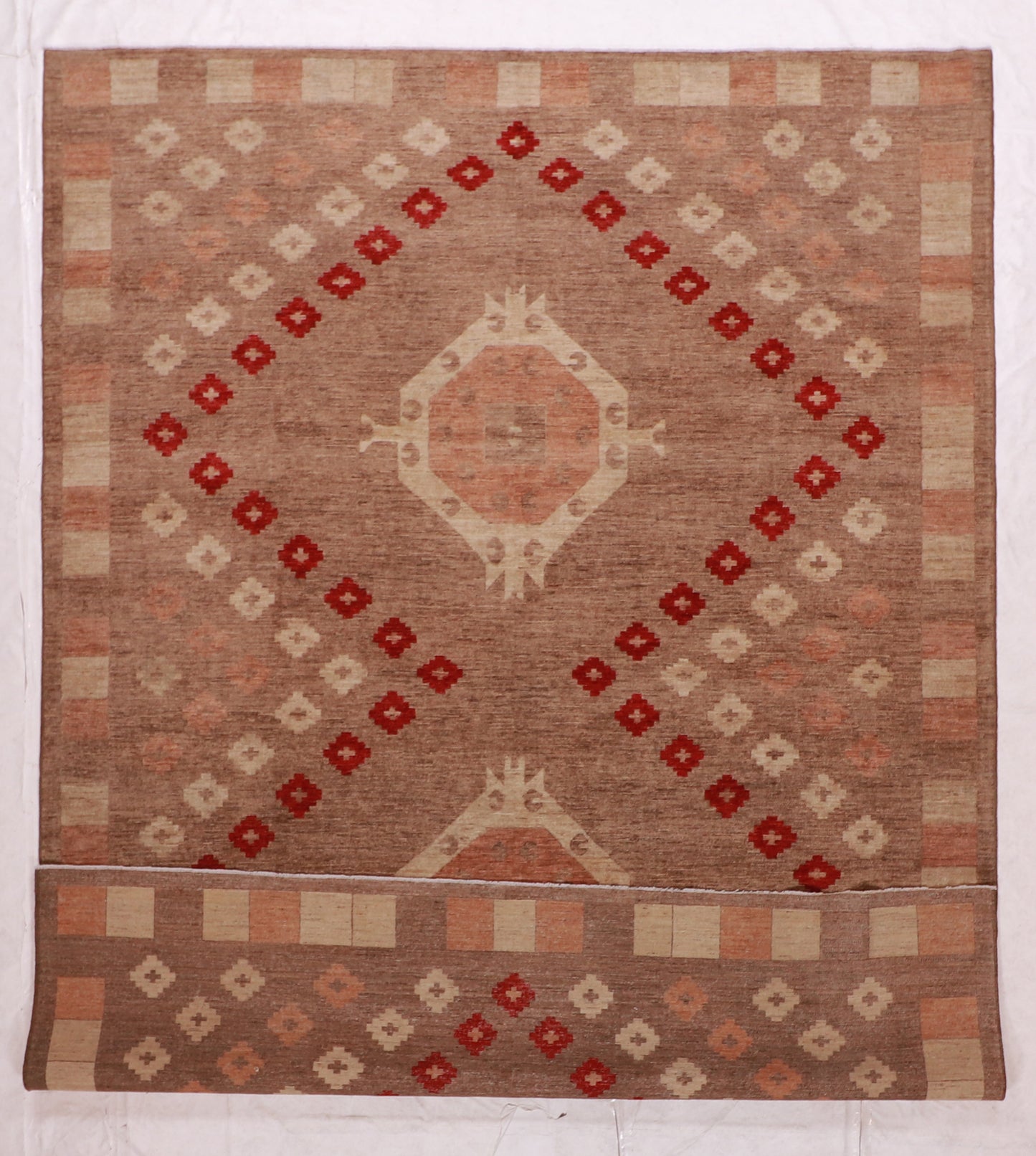 W 8.10 L 11.9 Mountain Modern 100% Wool Hand-Woven Geometric Design - 63304
