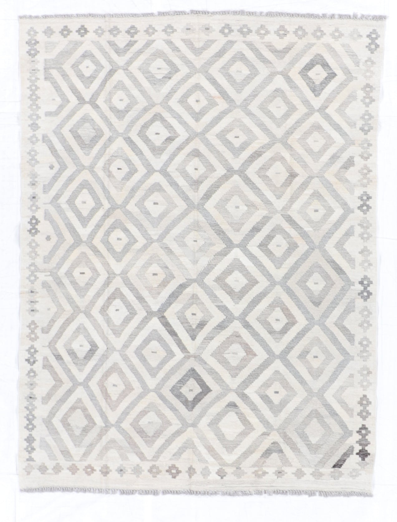 5x7 - Kilim Fine/Wool Geometric Rectangle - Hand Knotted Rug