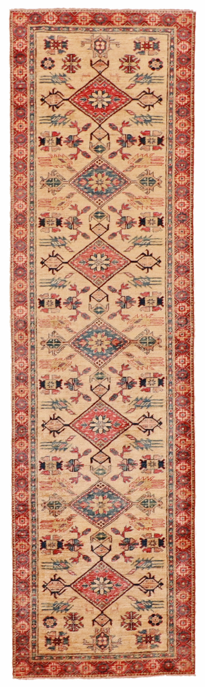 W 2.7 L 9.5 Bakshiesh Runner 100% Wool Hand-Woven All Over Design - 63426