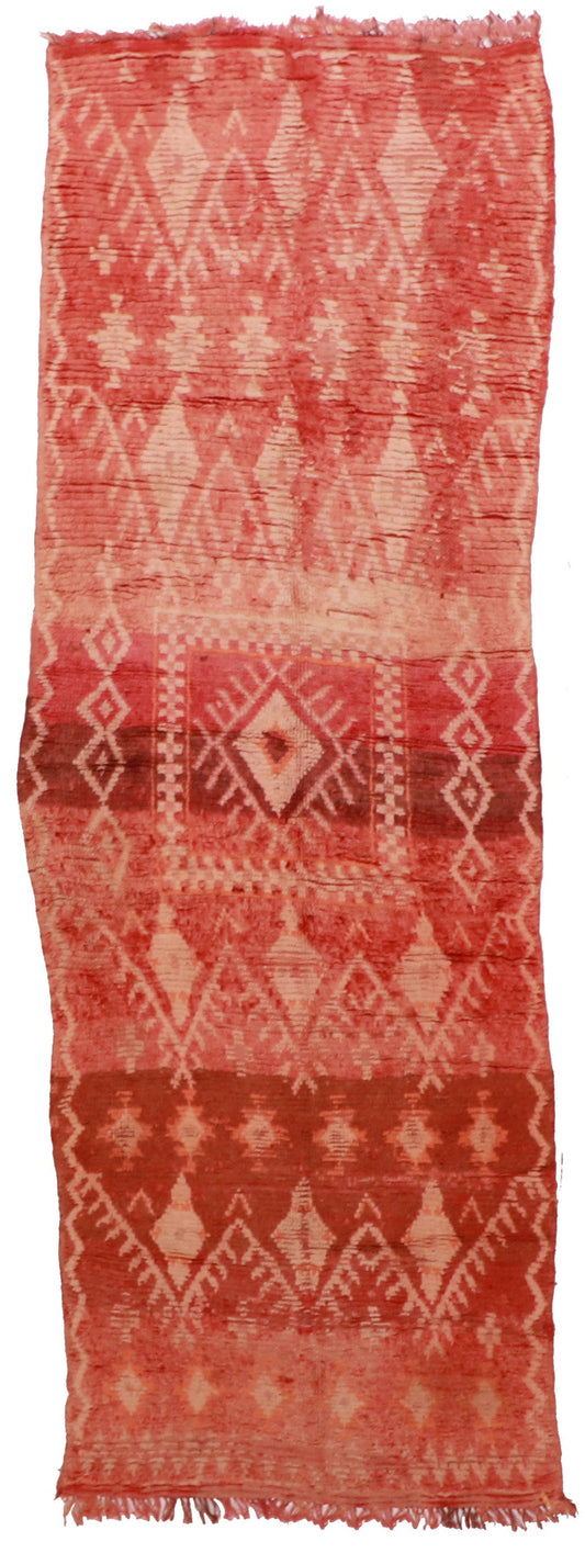 3.10 x 10.8 Wide Runner - Moroccan Wool All Over Rectangle - Hand Knotted Rug