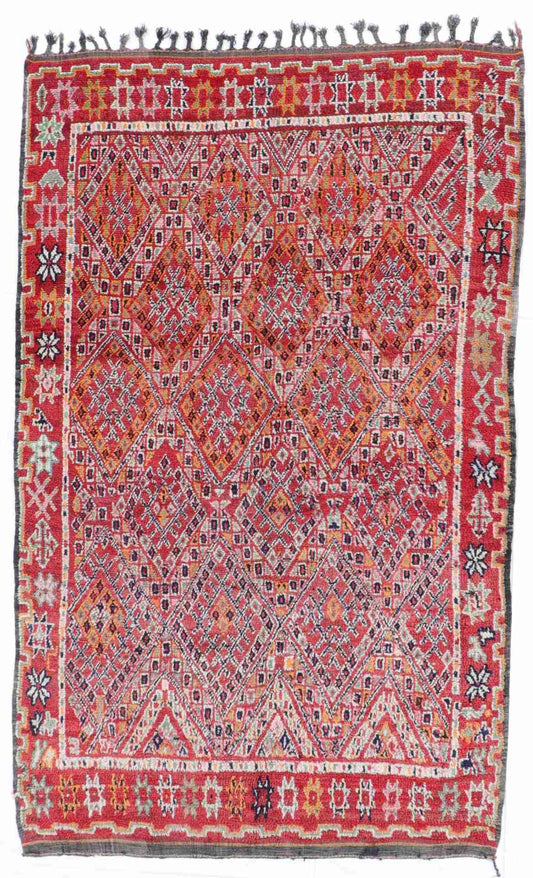 W 6.7 - L 10 - Morrocan Fine/Wool All Over Rectangle - Finest Hand-Knotted Quality Wool - 63449