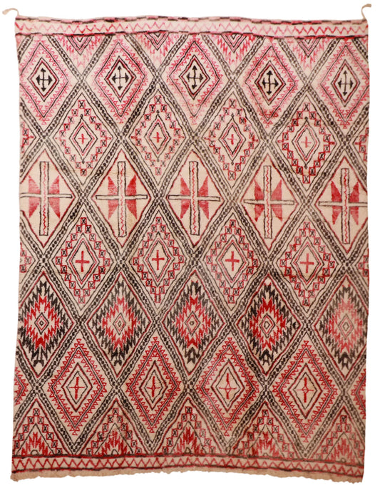 W 9.10 - L 12.7 - Moroccan Fine/Wool All Over Rectangle - Finest Hand-Knotted Quality Wool - 63450