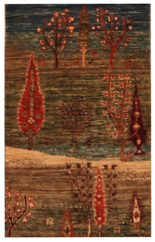 W 2 L 3 Gabbeh 100% Wool Handmade All Over Design - 63562