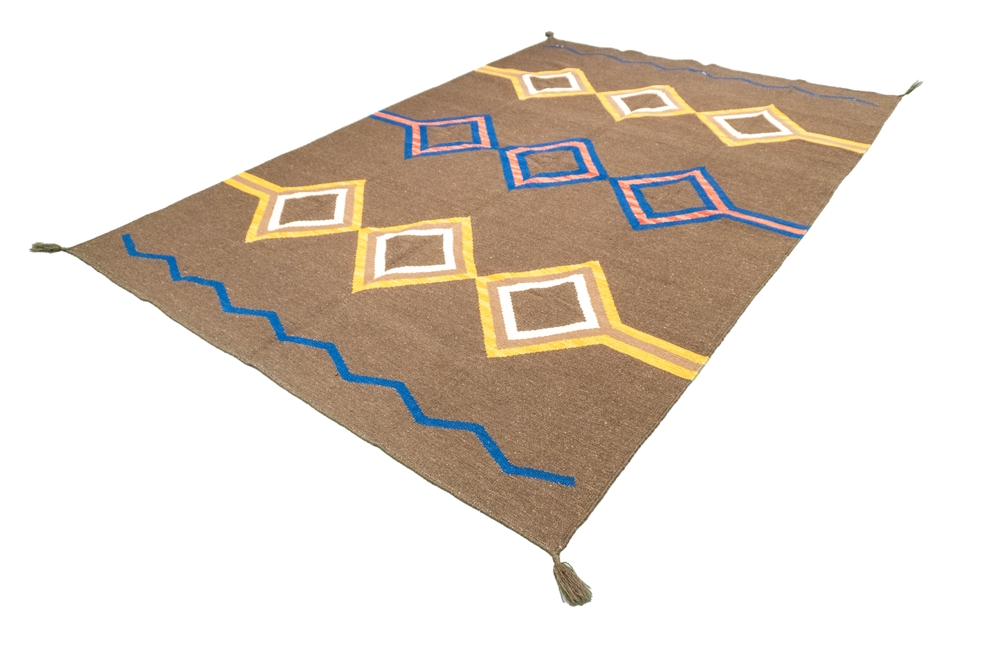 W 6.1 L 8.11 Kilim 100% Wool Hand-Woven Navajo Design - 63584