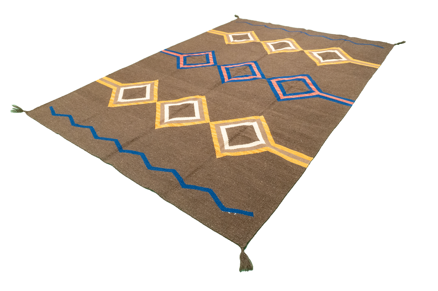 W 6.1 L 8.11 Kilim 100% Wool Hand-Woven Navajo Design - 63584