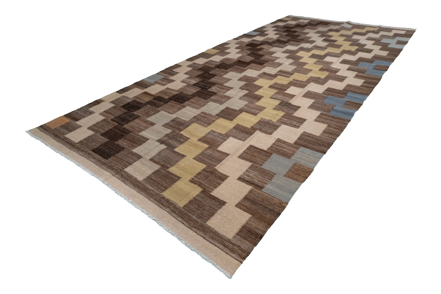 W 6 L 12.11 Kilim 100% Wool Hand-Woven Modern Design - 63670