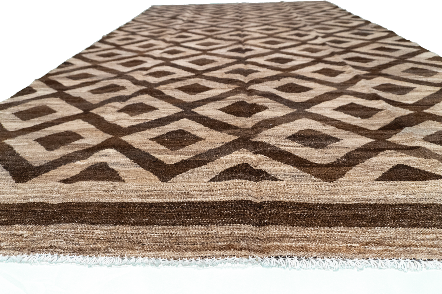 W 5.6 L 9.8 Kilim 100% Wool Hand-Woven Modern Design - 63679
