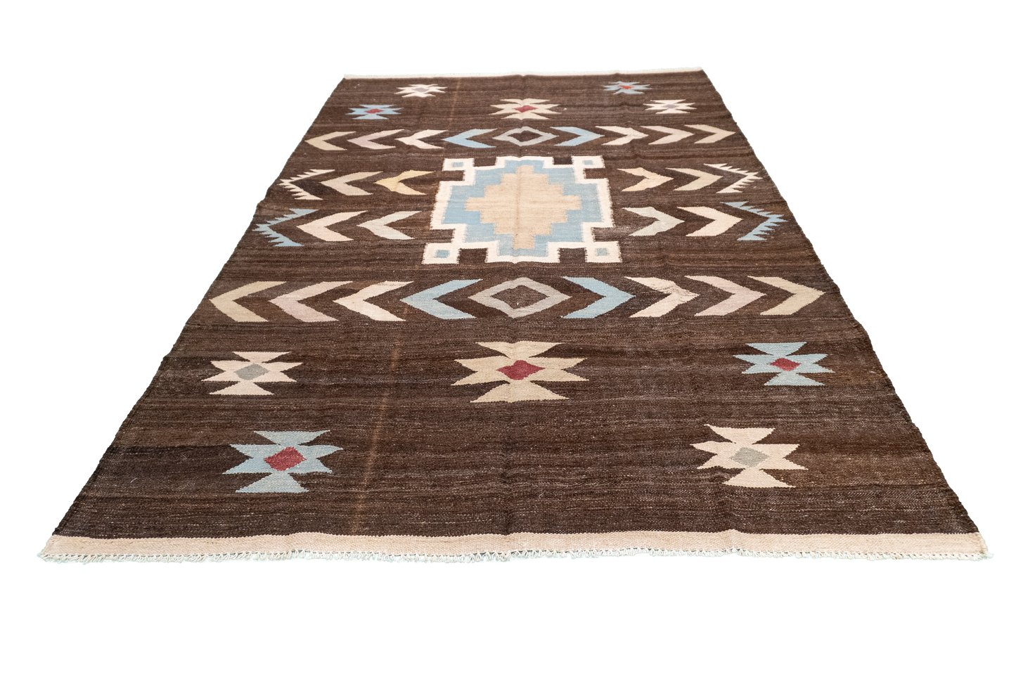 W 5.7 L 8.4 Kilim 100% Wool Hand-Woven Modern Design - 63681