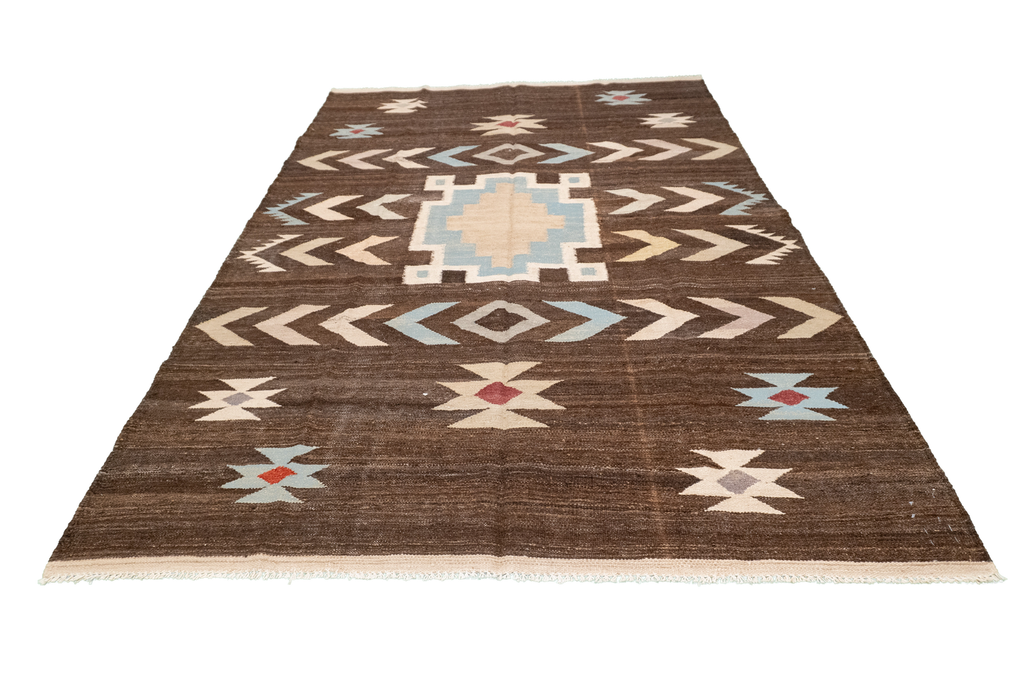 W 5.7 L 8.4 Kilim 100% Wool Hand-Woven Modern Design - 63681