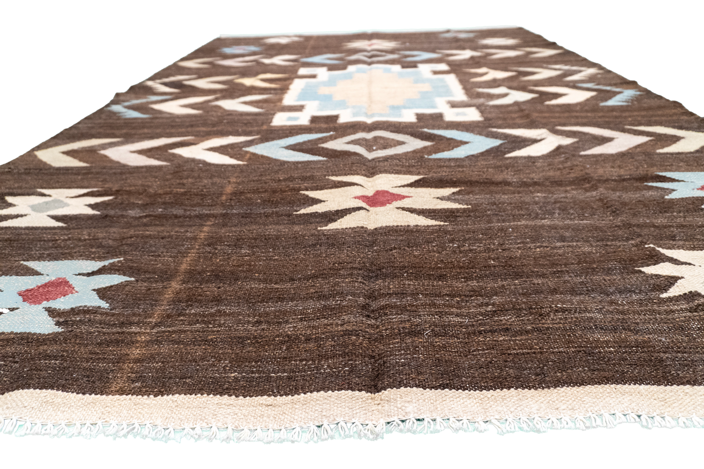 W 5.7 L 8.4 Kilim 100% Wool Hand-Woven Modern Design - 63681