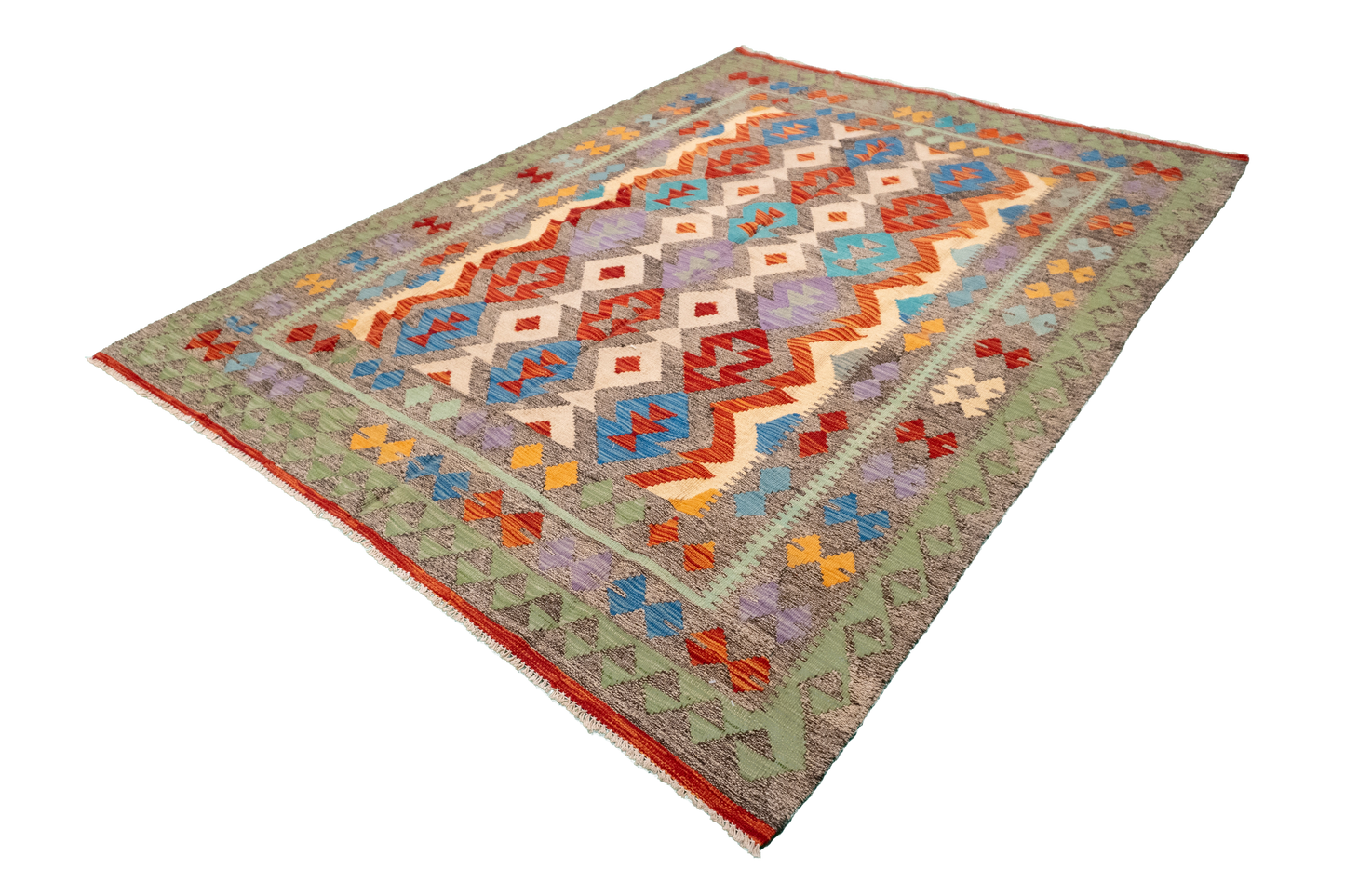 W 5.9 L 7.8 Kilim 100% Wool Hand-Woven All-Over Design - 63692