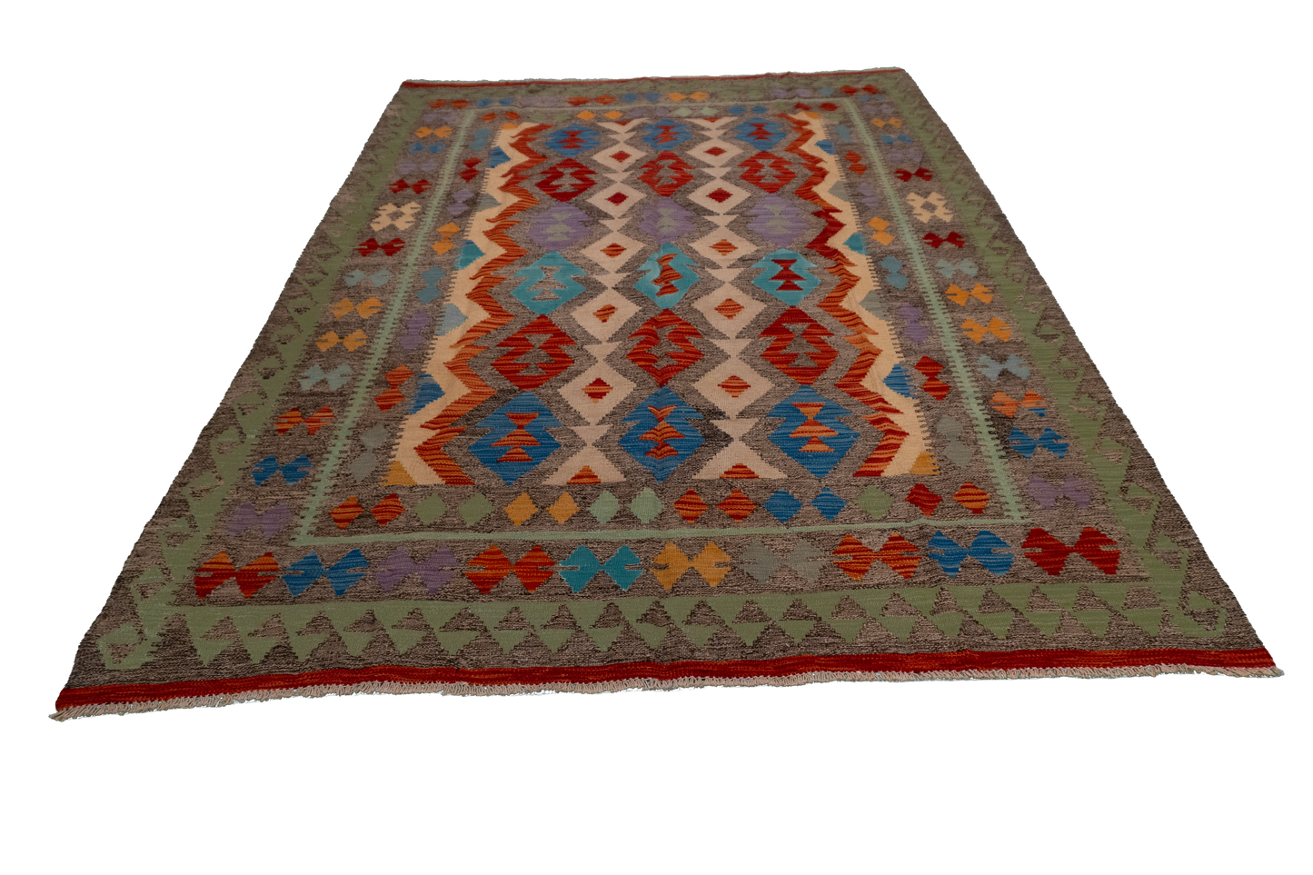 W 5.9 L 7.8 Kilim 100% Wool Hand-Woven All-Over Design - 63692