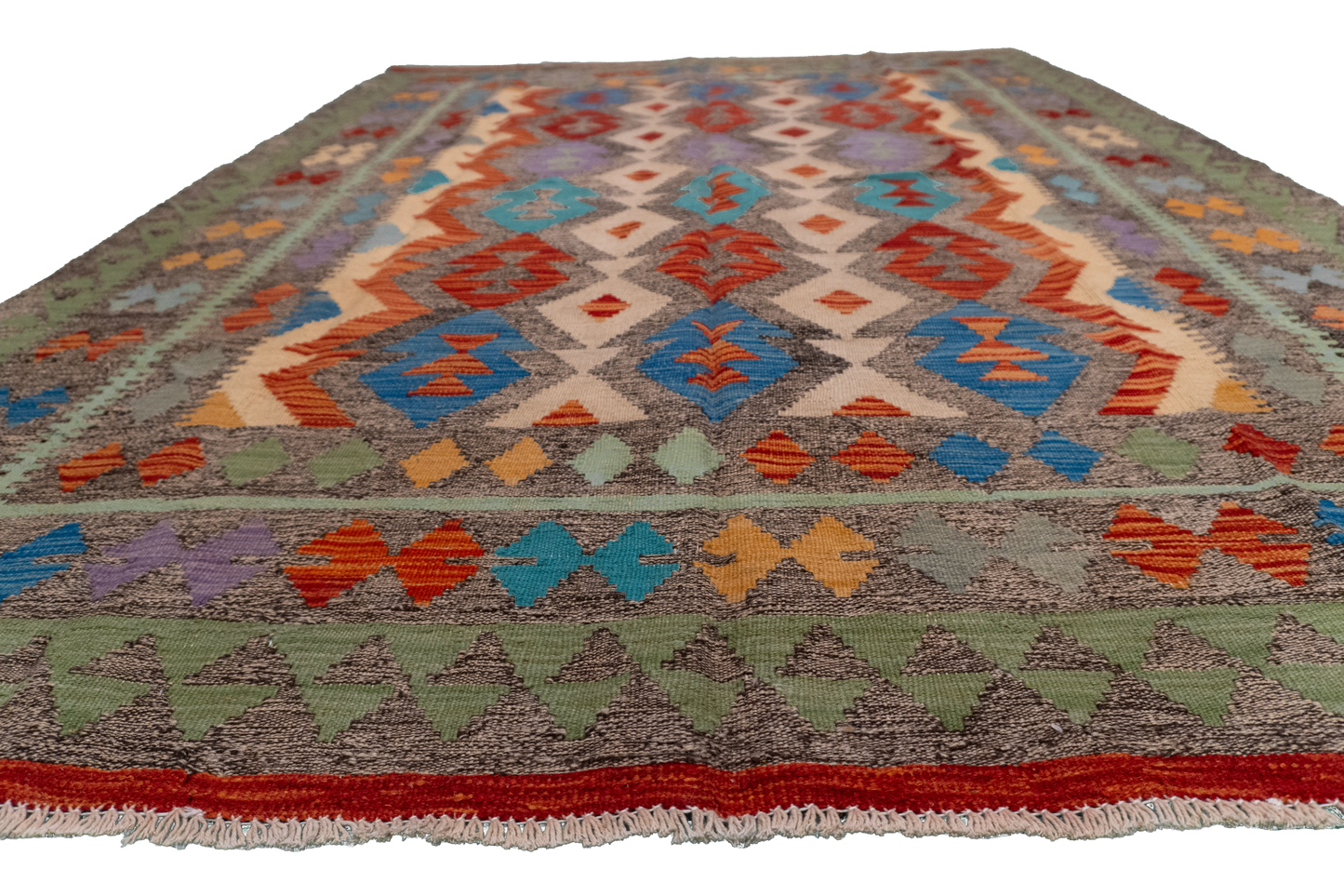 W 5.9 L 7.8 Kilim 100% Wool Hand-Woven All-Over Design - 63692