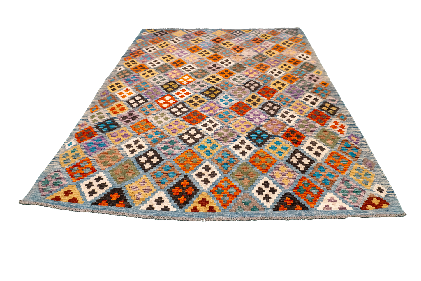 W 5.9 L 7.11 Kilim 100% Wool Hand-Woven All-Over Design - 63696