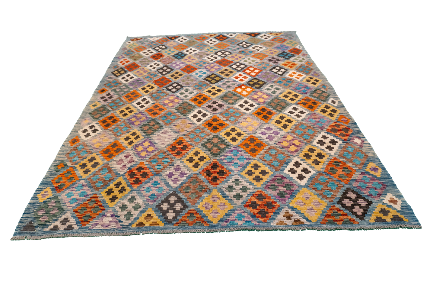 W 5.9 L 7.11 Kilim 100% Wool Hand-Woven All-Over Design - 63696