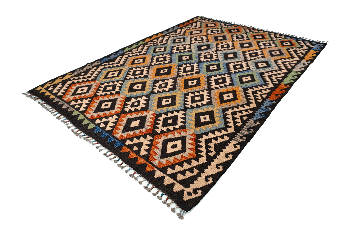 W 5.8 L 8.1 Kilim 100% Wool Hand-Woven All-Over Design - 63753