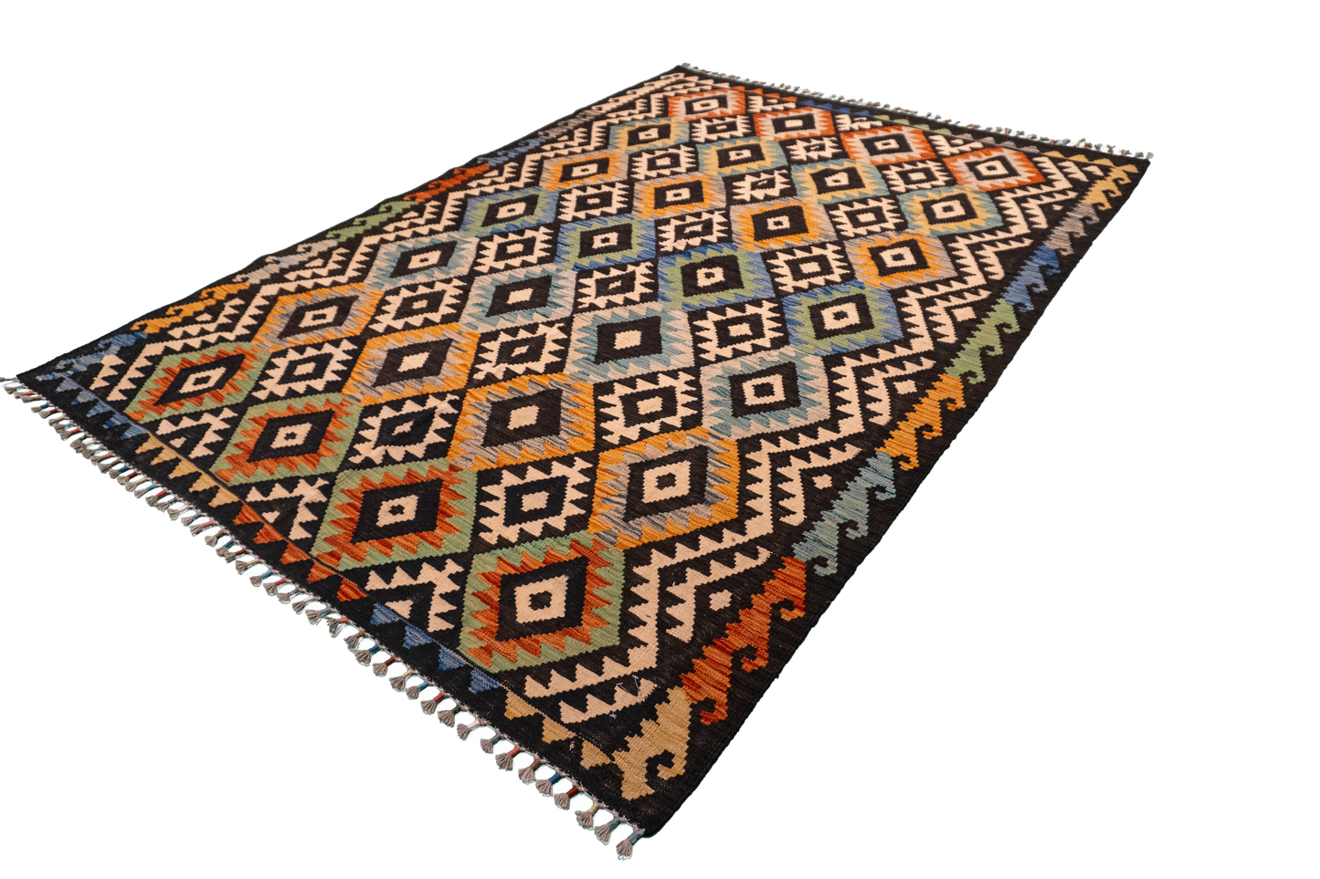 W 5.8 L 8.1 Kilim 100% Wool Hand-Woven All-Over Design - 63753