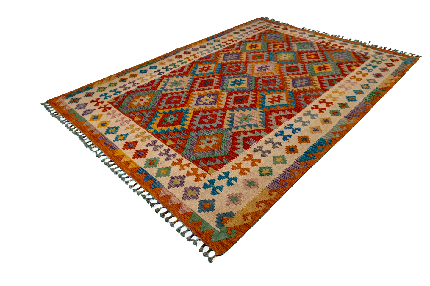 W 5.8 L 8 Kilim 100% Wool Hand-Woven All-Over Design - 63764