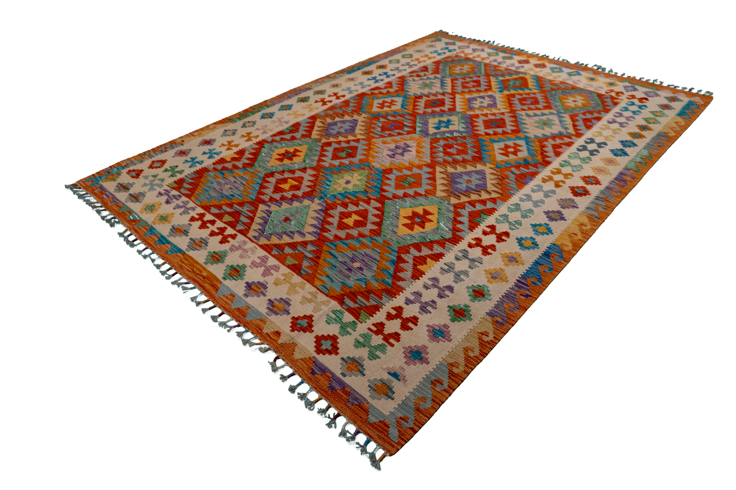 W 5.8 L 8 Kilim 100% Wool Hand-Woven All-Over Design - 63764