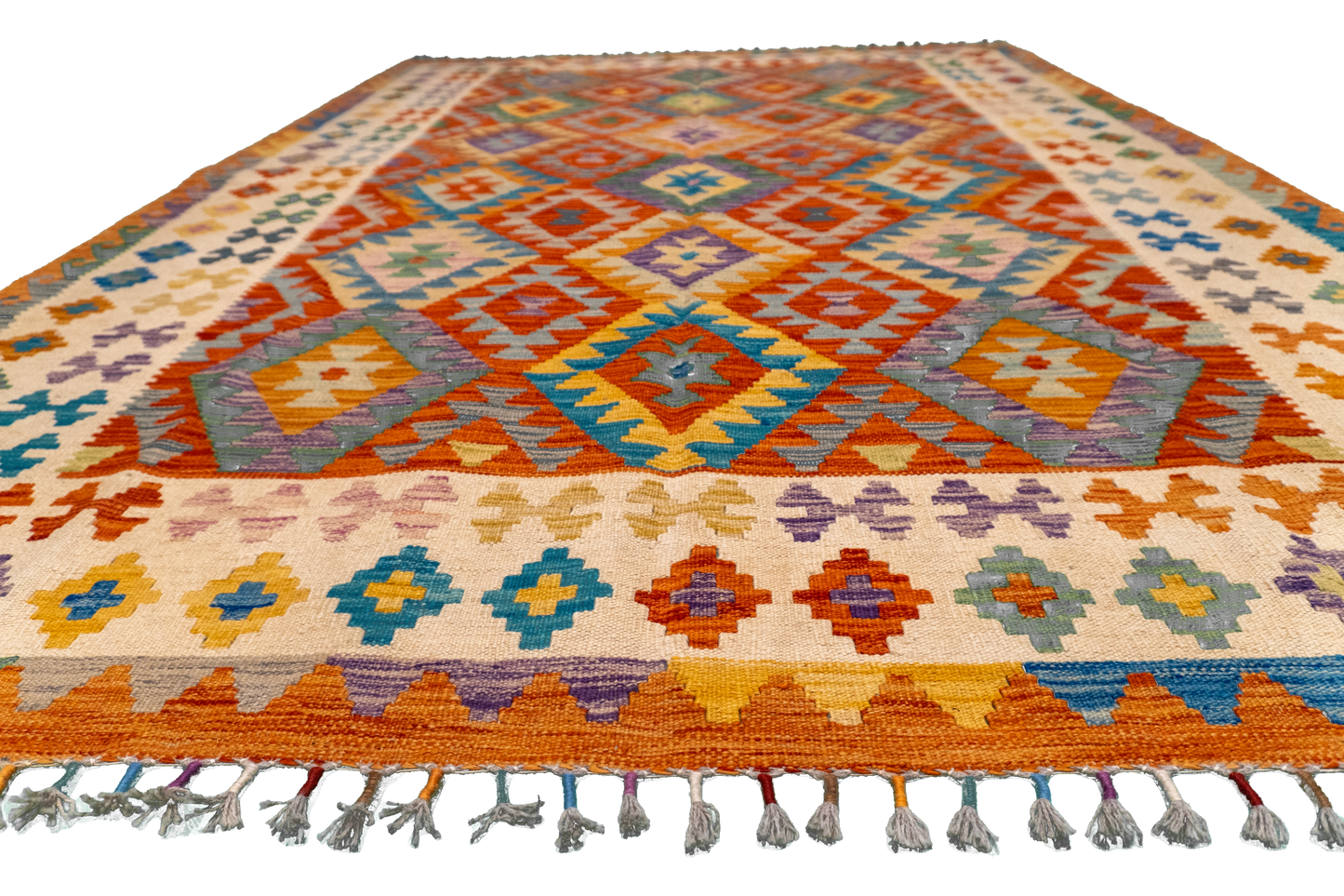 W 5.8 L 8 Kilim 100% Wool Hand-Woven All-Over Design - 63764