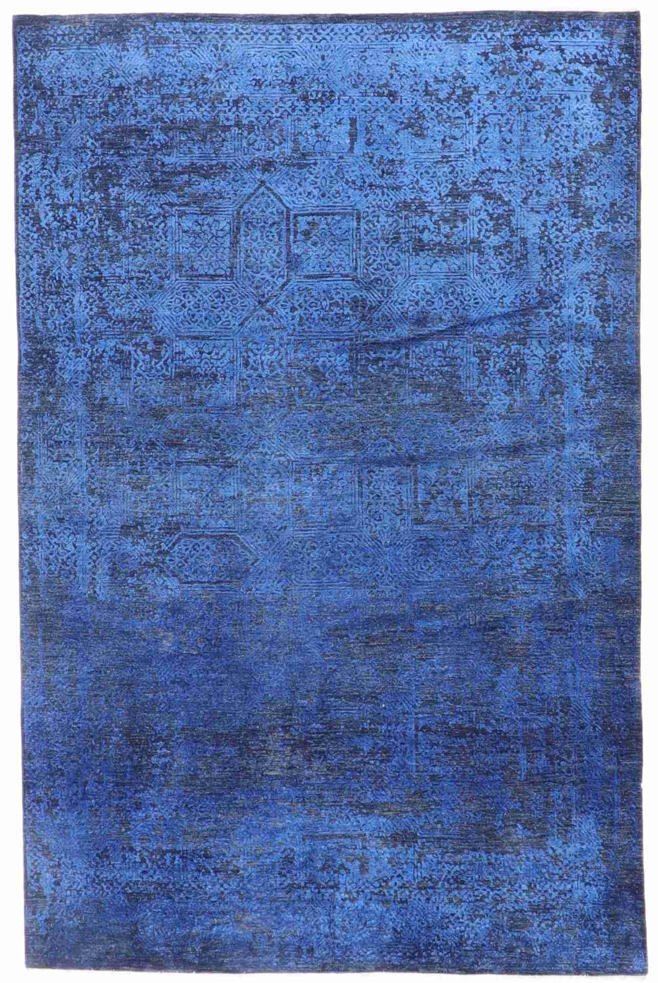 W 6.5 L 9.7 Modern Wool And Silk Blend Handmade All Over Design - 63768