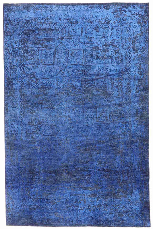 W 6.5 L 9.7 Modern Wool And Silk Blend Handmade All Over Design - 63768