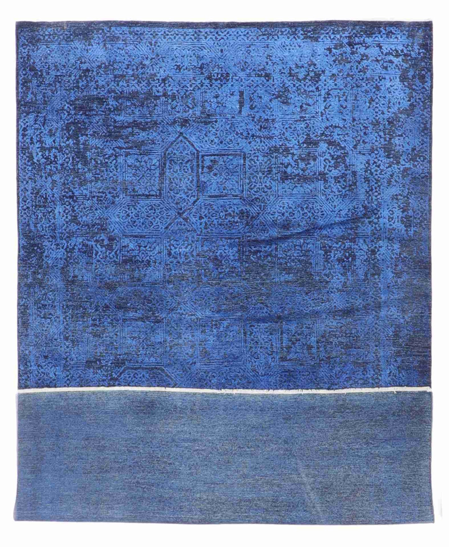 W 6.5 L 9.7 Modern Wool And Silk Blend Handmade All Over Design - 63768