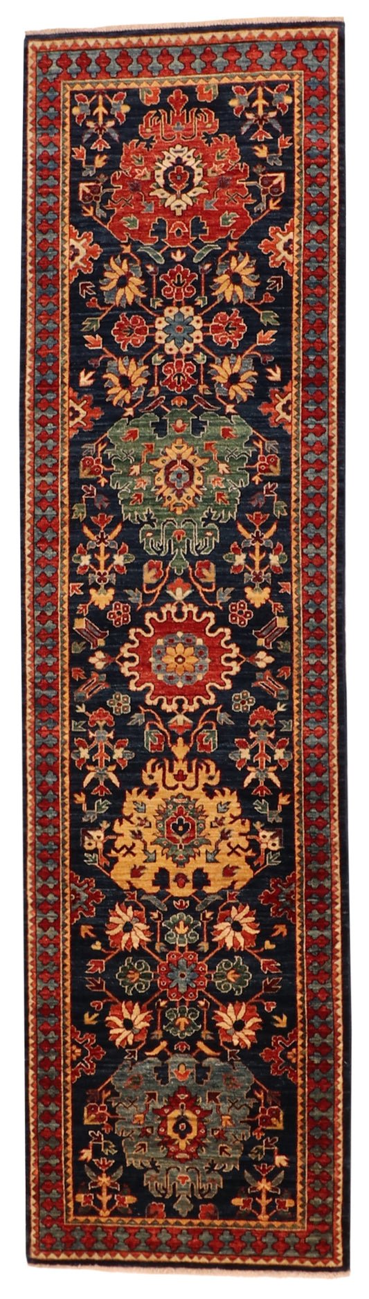W 2.9 L 10.7 Ziegler Runner 100% Wool Hand-Woven All Over Design - 63897