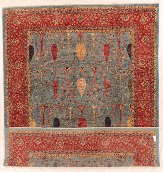 W 9 L 11.9 Tree Of Life 100% Wool Hand-Woven All Over Design - 63918